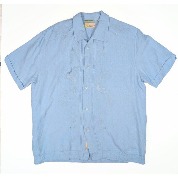 Cubavera Other - Cubavera Herencia Heritage Fit Blue Button S/Sleeve Guayabera Men's Size L‎ NWOT